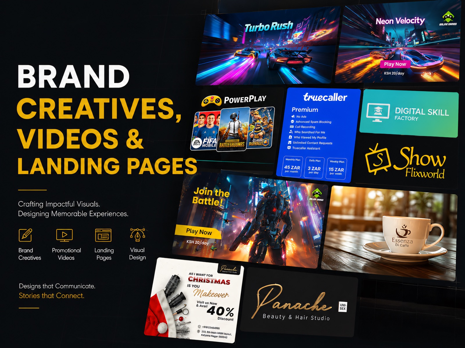 Brand Creatives, Videos & Landing Pages — case study cover