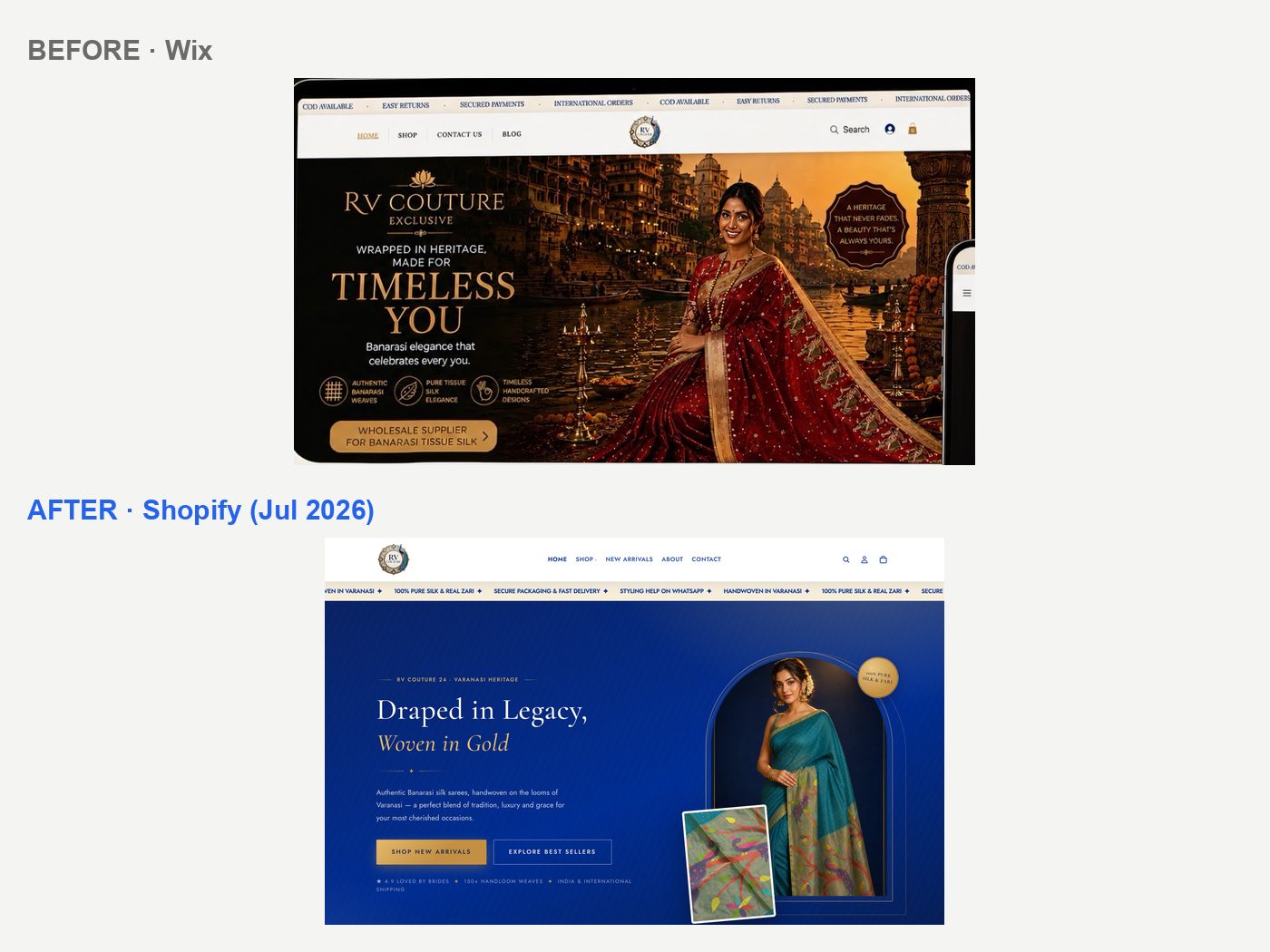 Luxury saree e-commerce — homepage