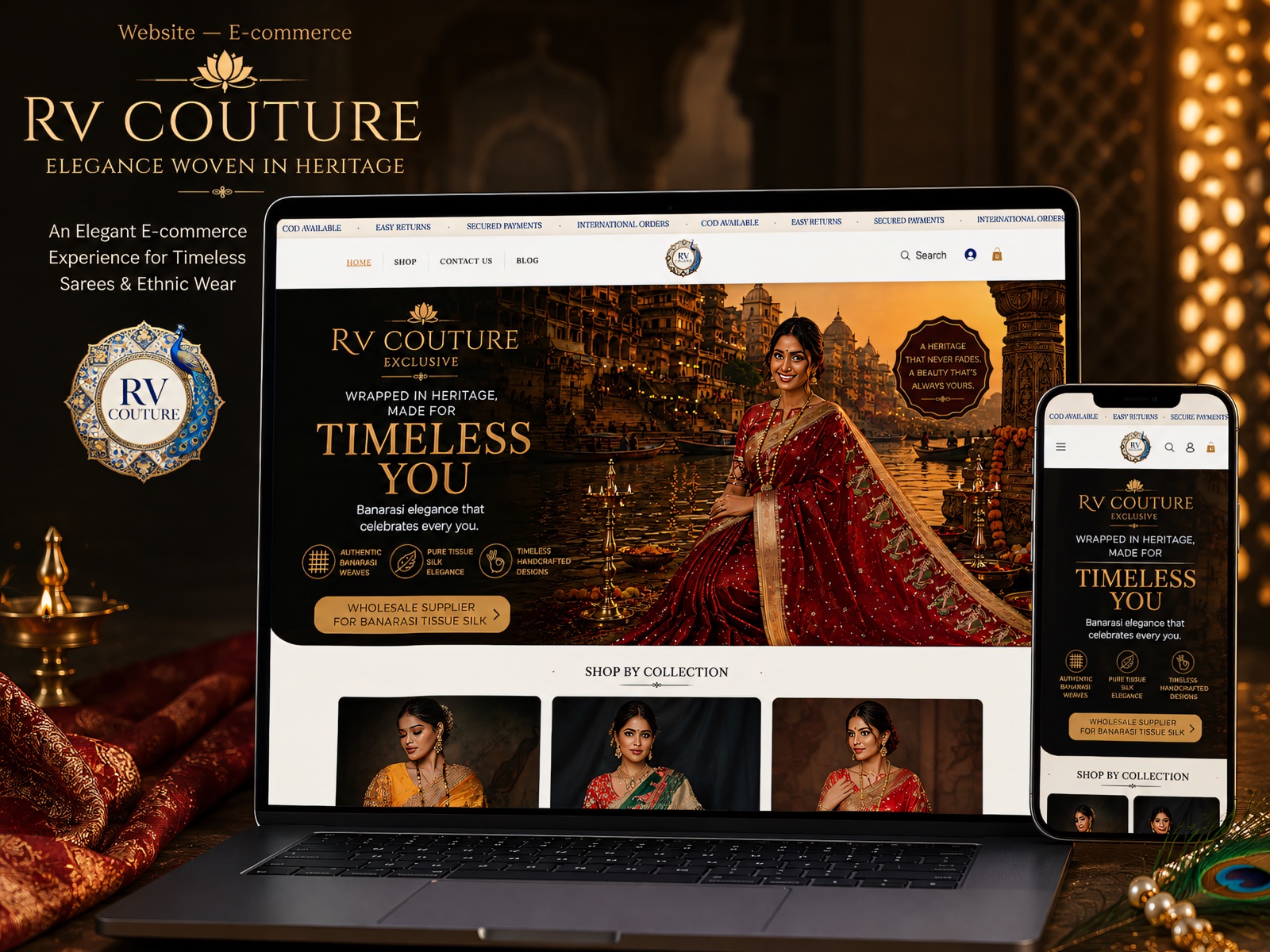 Luxury saree e-commerce — homepage